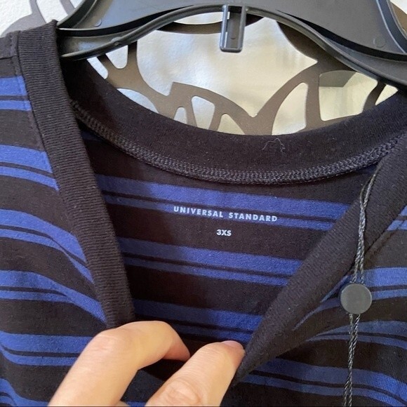 Universal Standard Rhine Crew Neck Color Block Cuff Striped Dress  4 NWT - Picture 7 of 13